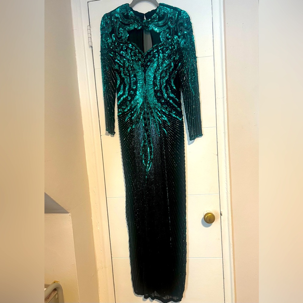 Vintage Green and Black Sequin fitted dress